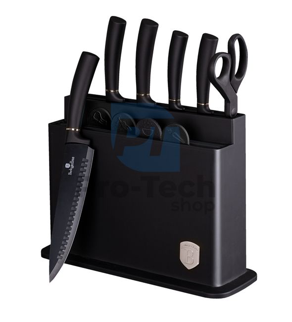 Комплект кухненски ножове от неръждаема стомана от 11 части с поставка и дъска за рязане BLACK 20471
