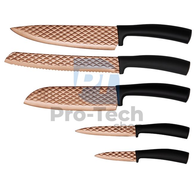 Комплект кухненски ножове от неръждаема стомана от 5 части ROSE GOLD 19696
