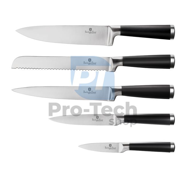 Комплект кухненски ножове от неръждаема стомана от 6 части с бамбукова поставка BLACK 20482