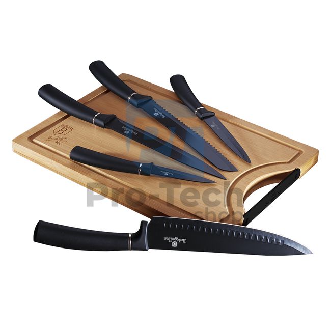 Комплект кухненски ножове от неръждаема стомана от 6 части с дъска за рязане BLACK 20469