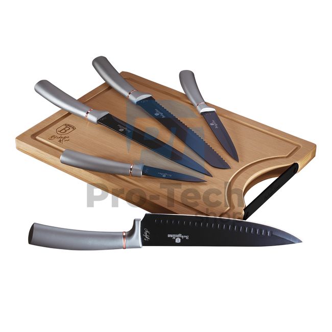 Комплект кухненски ножове от неръждаема стомана от 6 части с дъска за рязане GREY 19861
