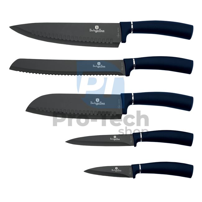 Комплект кухненски ножове от неръждаема стомана от 6 части с магнитен държач AQUAMARINE 20061