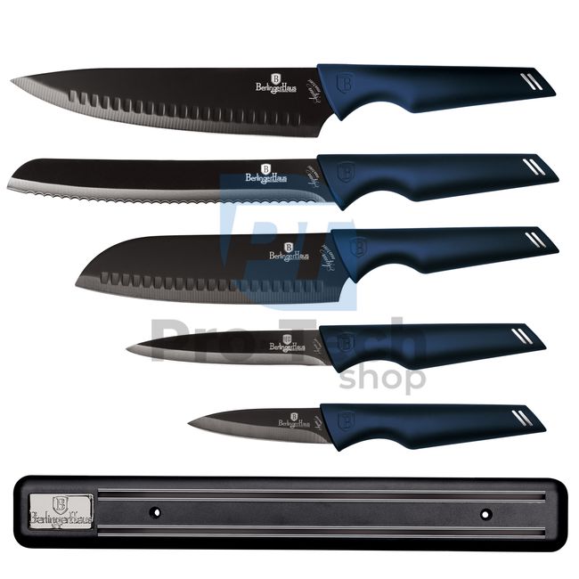 Комплект кухненски ножове от неръждаема стомана от 6 части с магнитен държач AQUAMARINE 20062