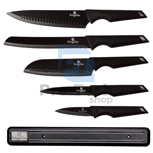 Комплект кухненски ножове от неръждаема стомана от 6 части с магнитен държач BLACK 20468
