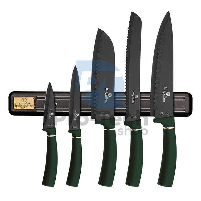 Комплект кухненски ножове от неръждаема стомана от 6 части с магнитен държач EMERALD 20168