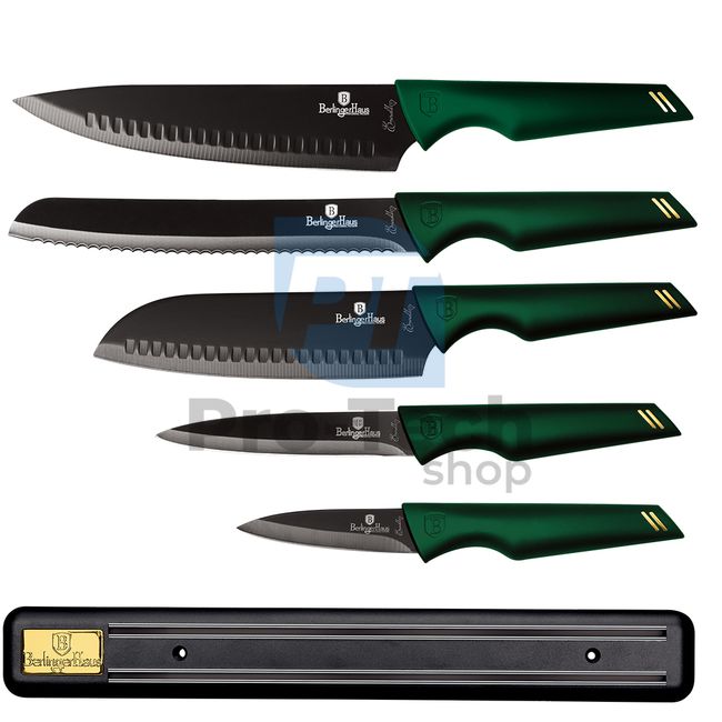 Комплект кухненски ножове от неръждаема стомана от 6 части с магнитен държач EMERALD 20169