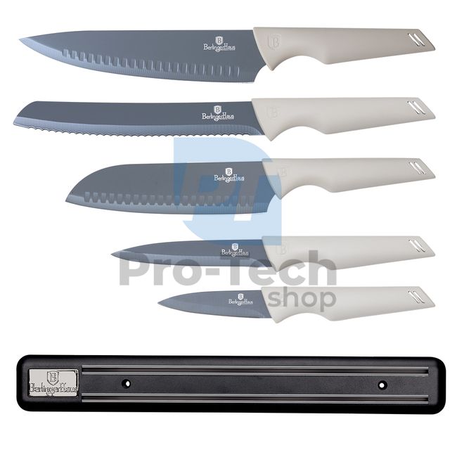 Комплект кухненски ножове от неръждаема стомана от 6 части с магнитен държач MATT GREY 20732