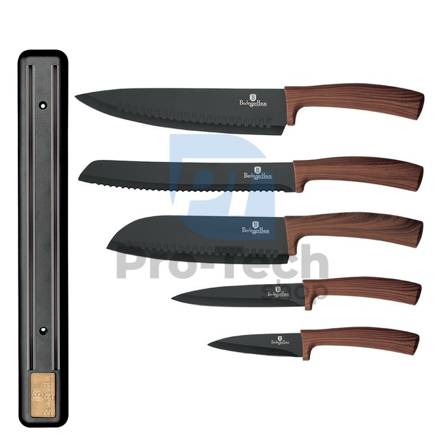Комплект кухненски ножове от неръждаема стомана от 6 части с магнитен държач ORIGINAL WOOD 20858