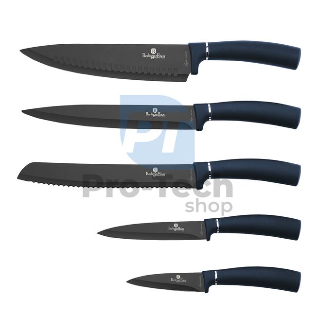 Комплект кухненски ножове от неръждаема стомана от 6 части с магнитна поставка AQUAMARINE 20065