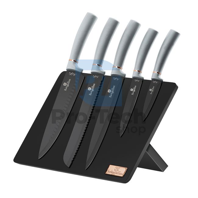 Комплект кухненски ножове от неръждаема стомана от 6 части с магнитна поставка GREY 19863