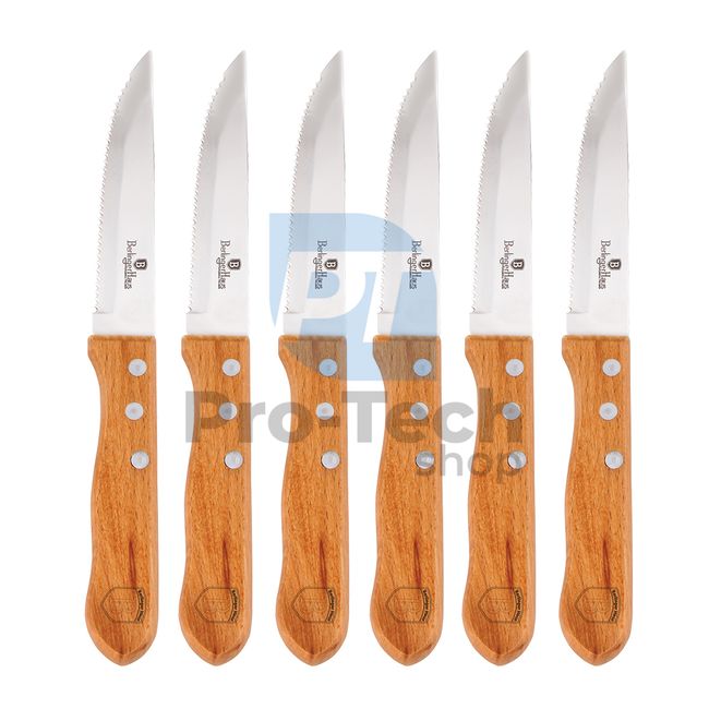 Комплект ножове за пържоли от 6 части с дървена дръжка 20969