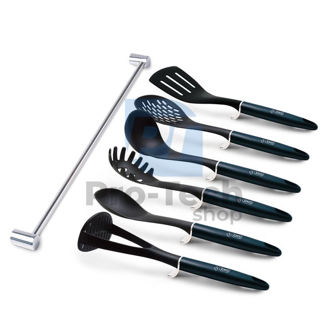Комплект кухненски инструменти от 7 части с държач от неръждаема стомана AQUAMARINE 20077