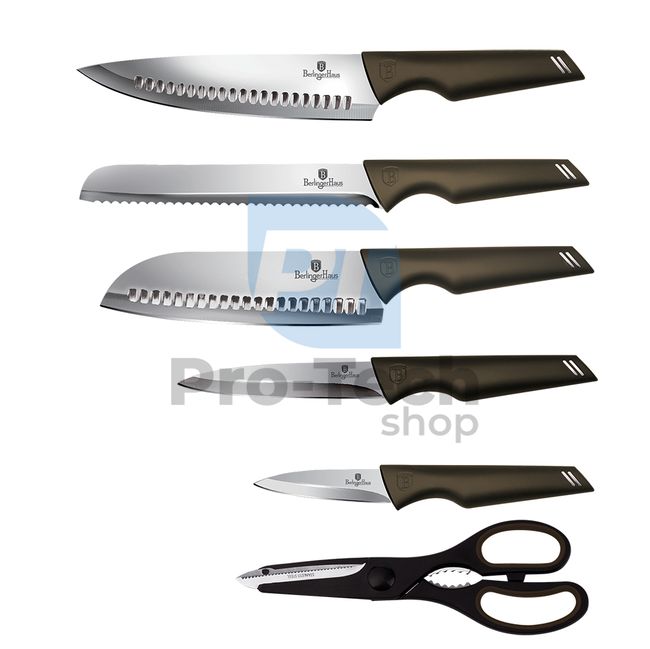 Комплект кухненски ножове от неръждаема стомана от 7 части с поставка BLACK 20372