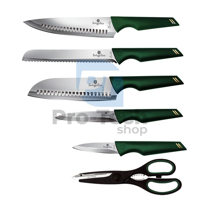 Комплект кухненски ножове от неръждаема стомана от 7 части с поставка EMERALD 20180