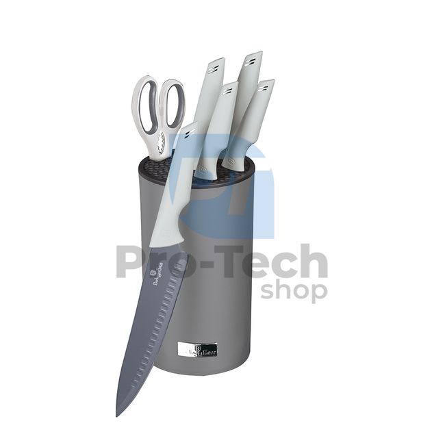 Комплект кухненски ножове от неръждаема стомана от 7 части с поставка MATT GREY 20734
