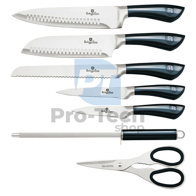 Комплект кухненски ножове от неръждаема стомана от 8 части с акрилна поставка AQUAMARINE 20067