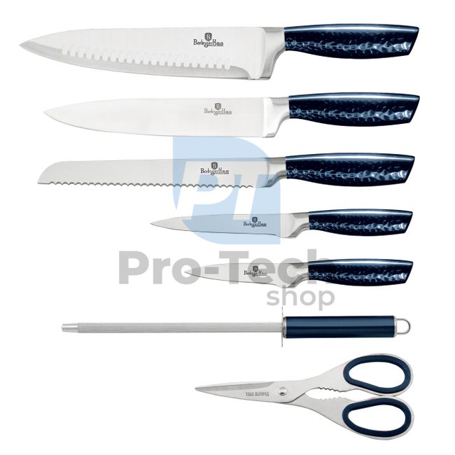 Комплект кухненски ножове от неръждаема стомана от 8 части с акрилна поставка AQUAMARINE 20070