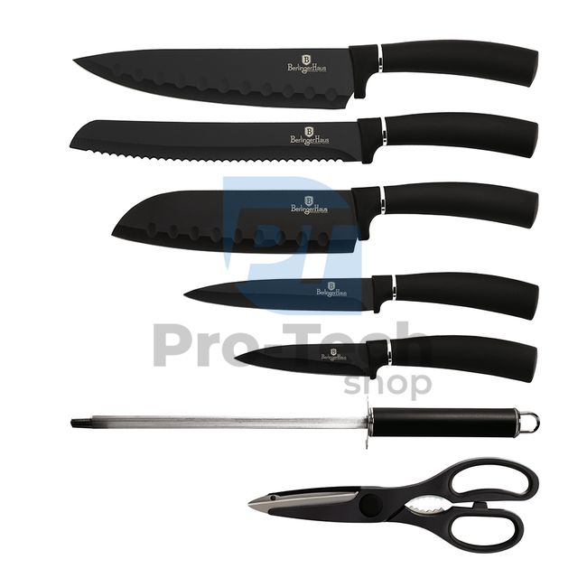 Комплект кухненски ножове от неръждаема стомана от 8 части с акрилна поставка BLACK 20476