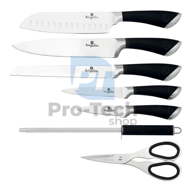 Комплект кухненски ножове от неръждаема стомана от 8 части с акрилна поставка BLACK- SILVER 20479