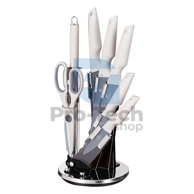 Комплект кухненски ножове от неръждаема стомана от 8 части с акрилна поставка MATT GREY 20735