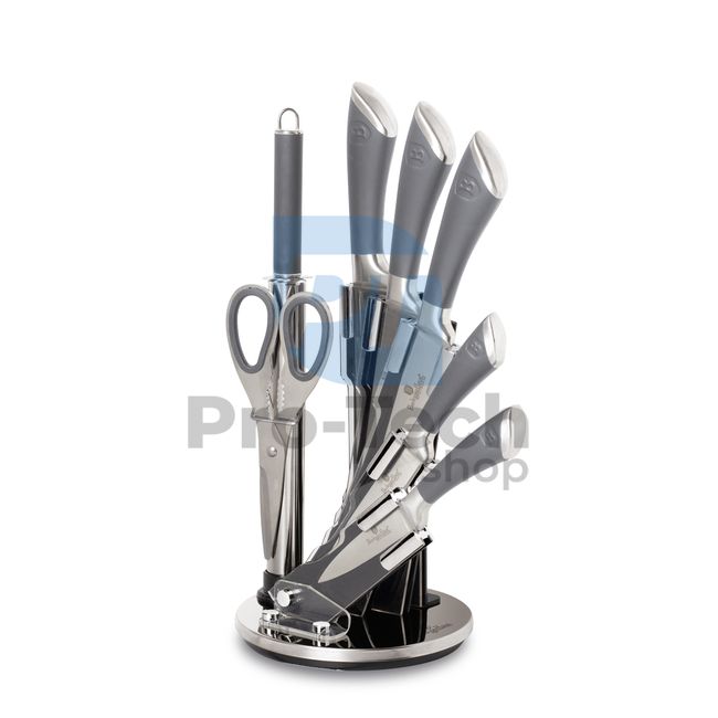 Комплект кухненски ножове от неръждаема стомана от 8 части с акрилна поставка MATT GREY 20736