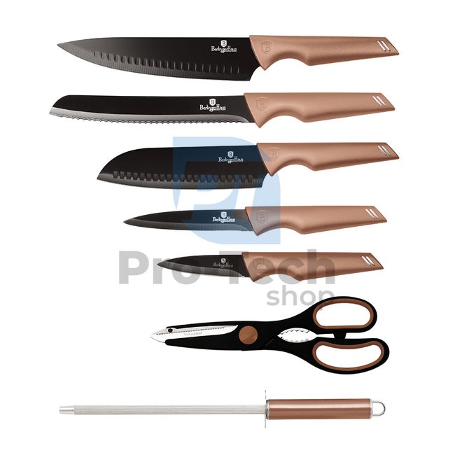 Комплект кухненски ножове от 8 части с акрилна поставка ROSE GOLD 19531