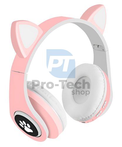 Безжични слушалки с котешки уши розови 73987