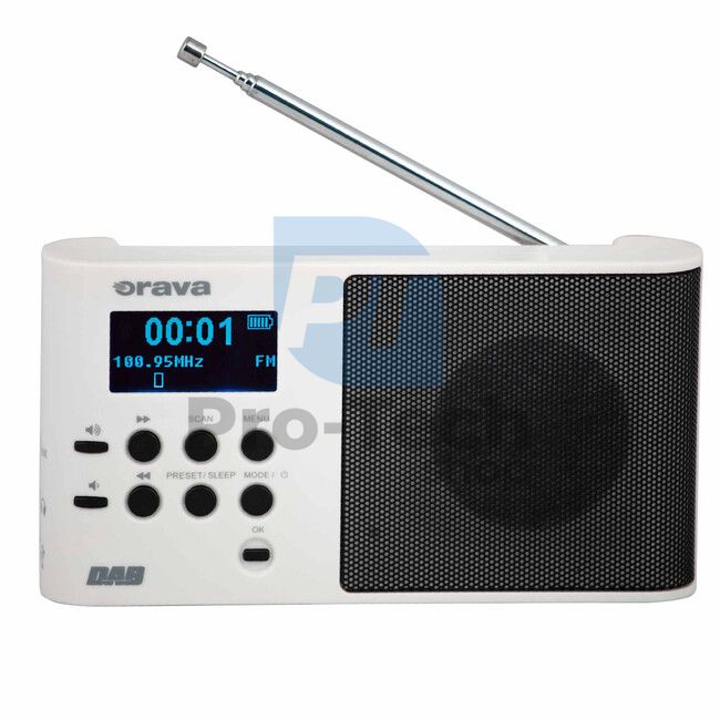 Цифрово DAB/FM портативно радио Orava бяло 73502