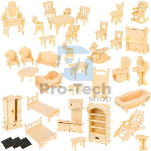 Дървени мебели за кукли 34 бр 3D пъзел 74165