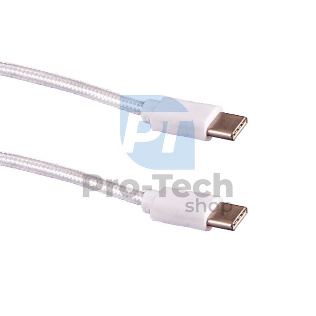 Кабел USB C към USB C 3.1 1 м бял с оплетка 72386