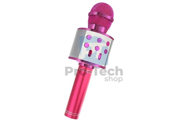 Микрофон за караоке с високоговорител розов 74405