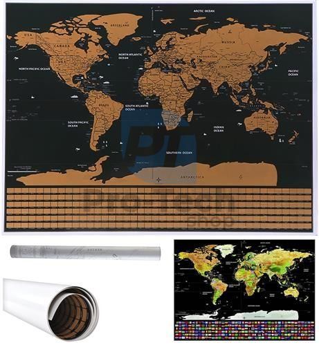 Карта на света скреч с флагове 74592