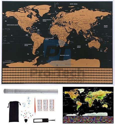 Карта на света скреч с флагове + аксесоари 74593