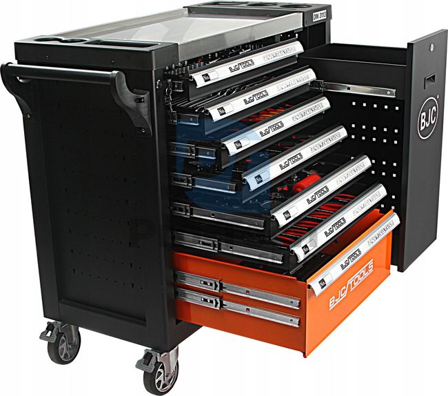 Монтажна количка с инструменти 7 чекмеджета с изтеглящ се рафт 306 бр BJC 15889