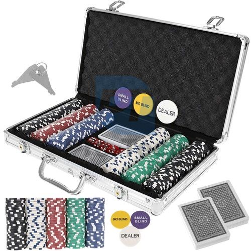 Покер комплект от 300 чипа в метална кутия HQ 74931