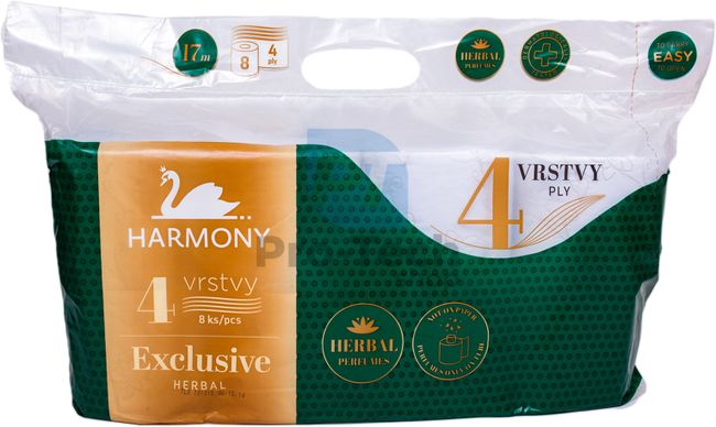 Четирипластова тоалетна хартия HARMONY EXCLUSIVE HERBAL PARFUMES - 8 бр 30361