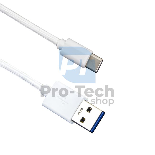 Кабел USB-C 3.0 1,5 м бял с оплетка 72380