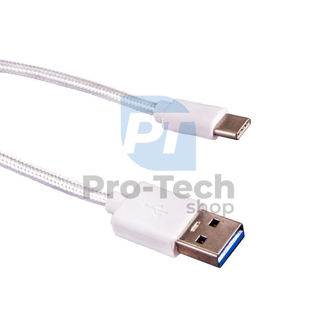 Кабел USB-C 3.0 1 м бял с оплетка 72376