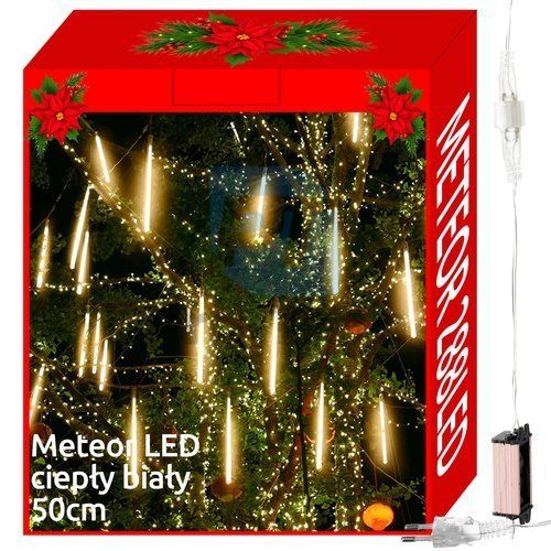 Коледни LED лампички метеори 244 LED 50 см - топлобели 76150